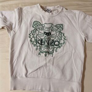 Kenzo women’s White Sweatshirt with Green Tiger Embroidery